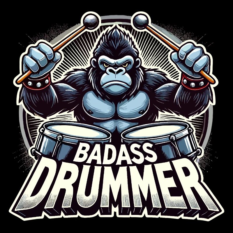 Badass Drummer Gorilla Cool Gift