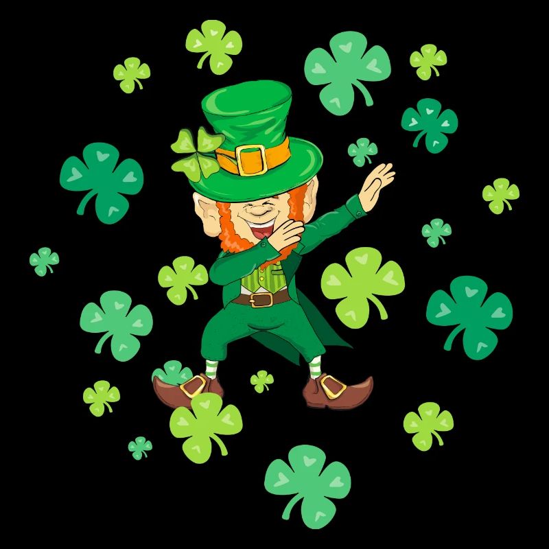 Dancing Leprechaun Dabbing Shamrocks Lucky Charm
