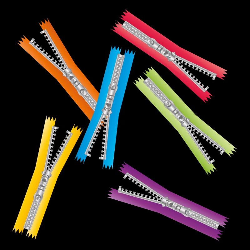 fermetures à glissière ouvertes avec des rubans colorés