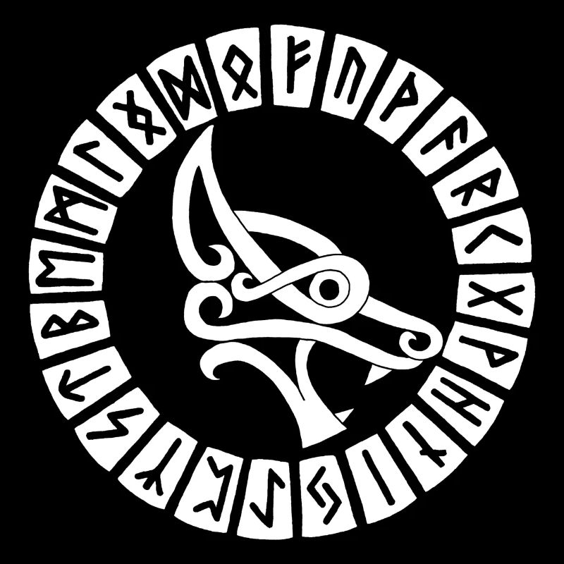 Weiße Wolfs- und Wikingerrunen