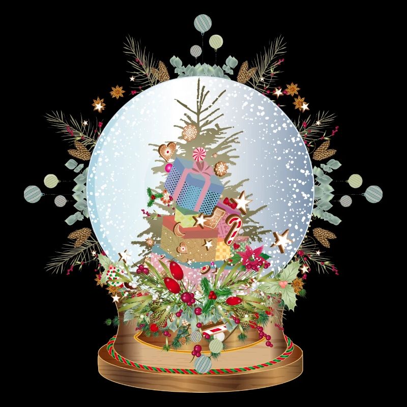beautiful nostalgic snow globe with Christmas tree
