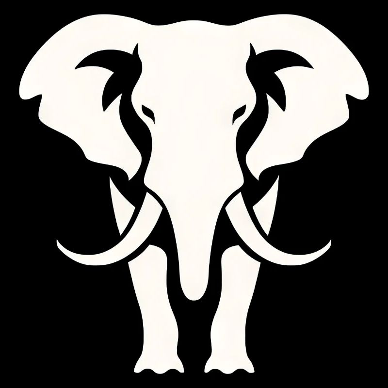 Elephant Silhouette White Logo
