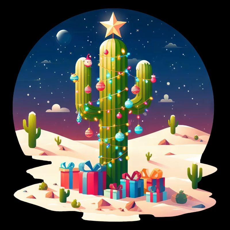 Noël du désert - cactus, arbre de Noël et