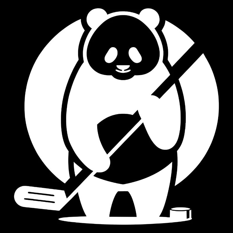 Panda Eishockey Spieler Silhouette