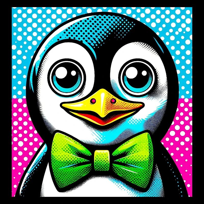 Pinguin mit Fliege Pop Art