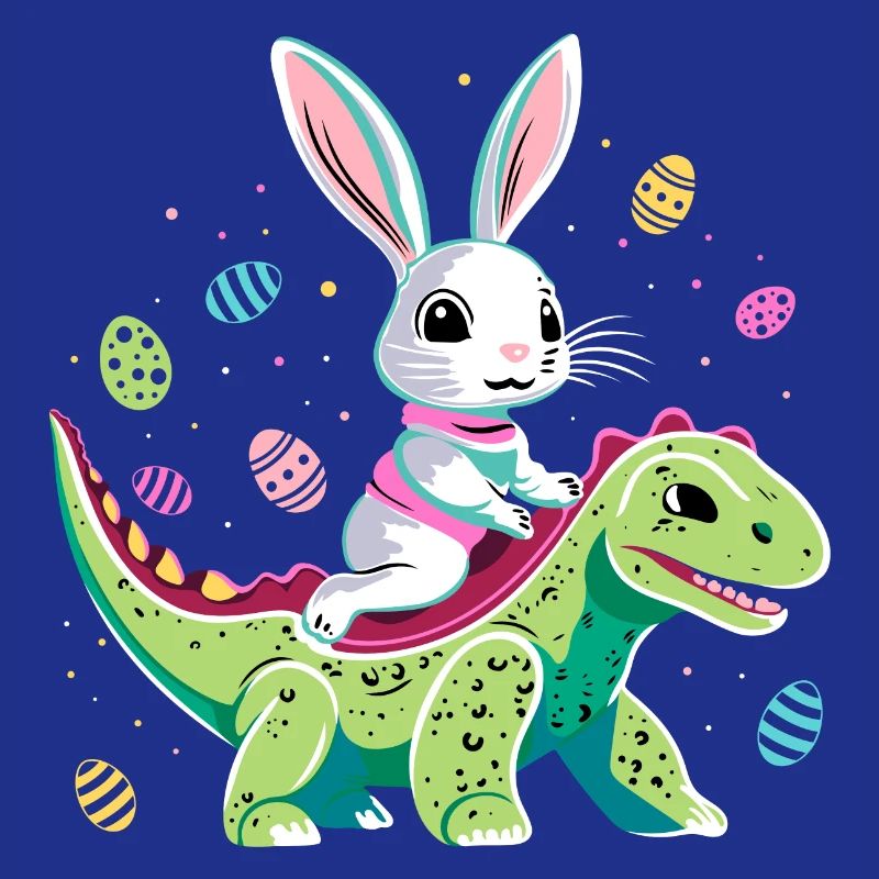 Easter Bunny Rides Dinosaur