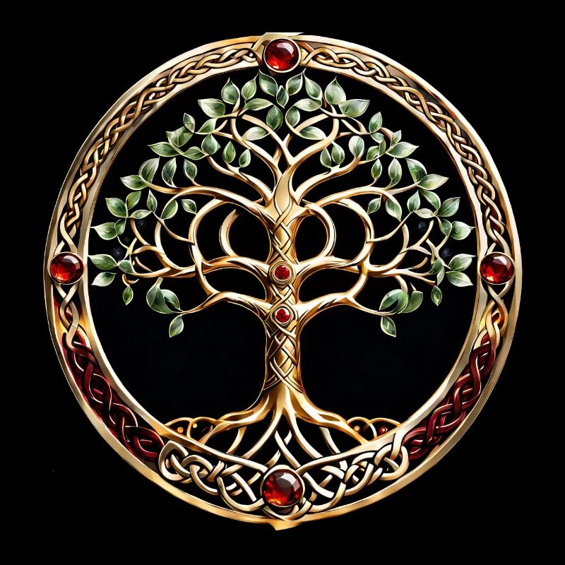Eleganter und edler Lebensbaum mit keltischem Knoten.