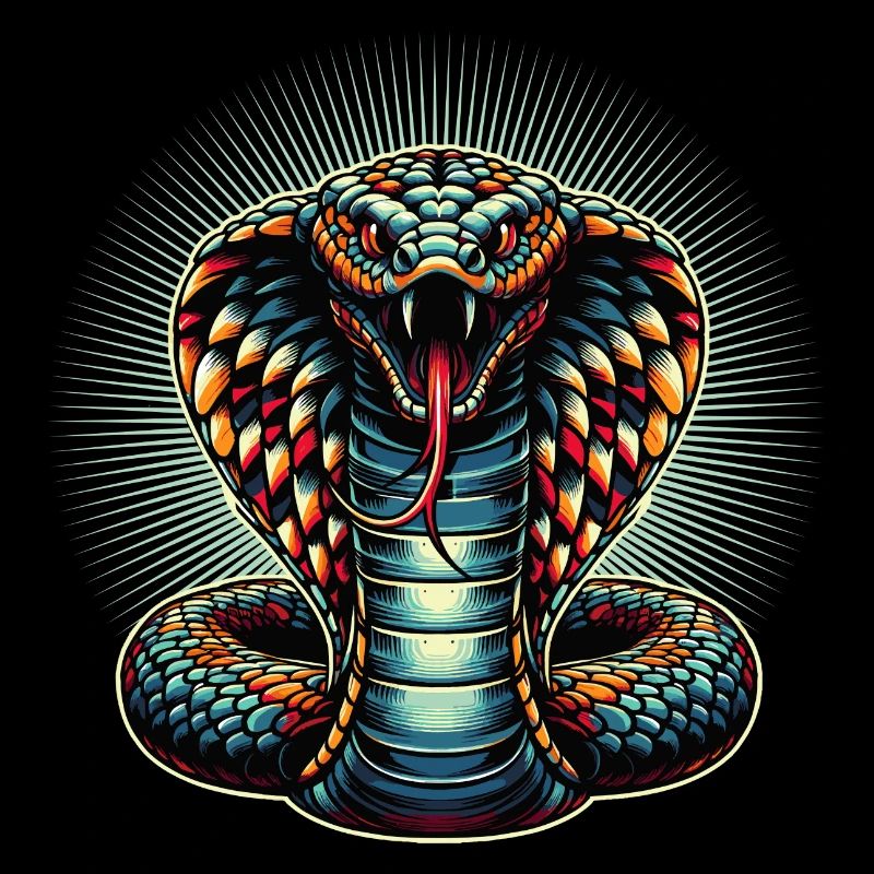 motif serpent Cobra dynamique et coloré