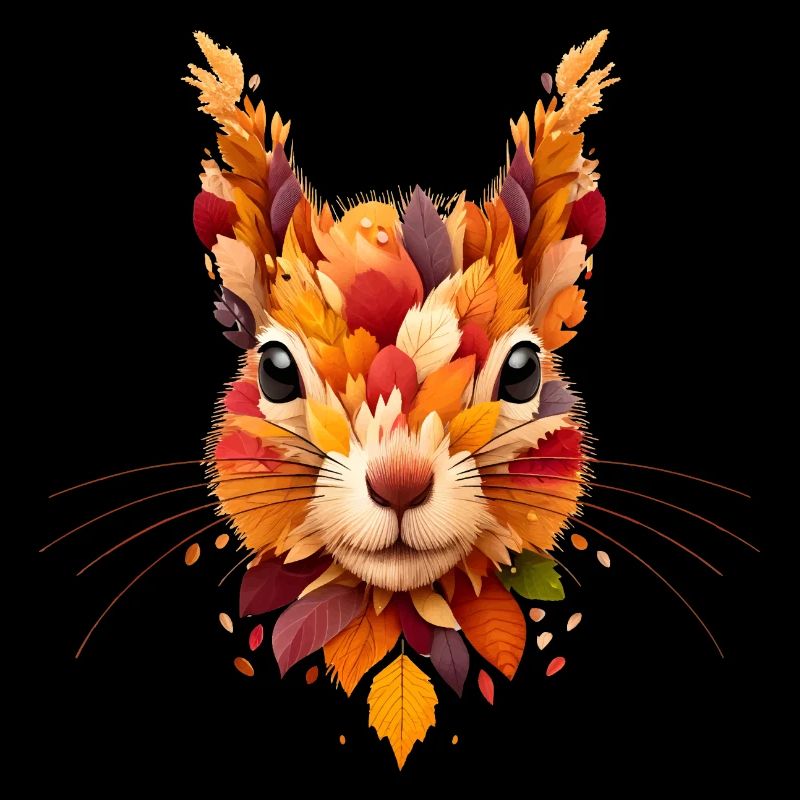 Squirrel, designed from different leaves