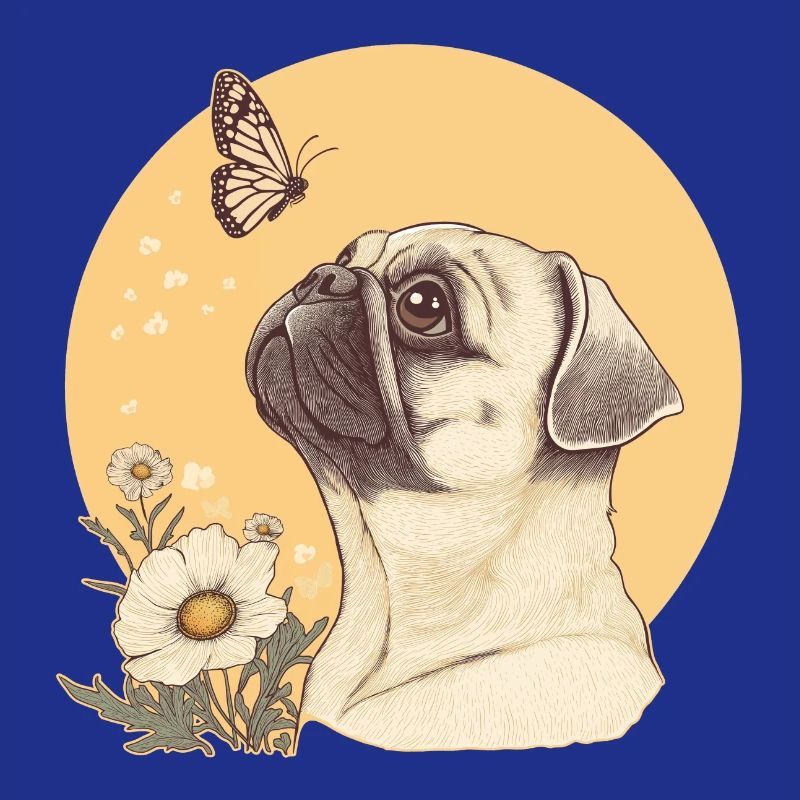 Mops mit Schmetterling