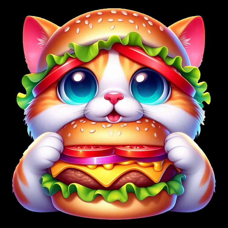 Drôle Chat Burger Hat Fantaisiste Mignon Restauration rapide