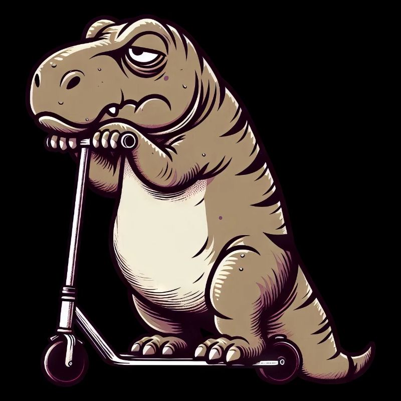 Grumpy Dino T-Rex sur Scooter Comic