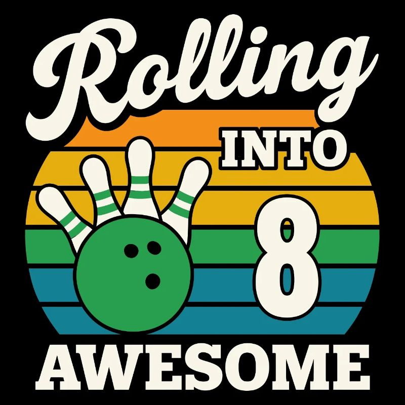 Bowling into Awesome 8th Birthday Design