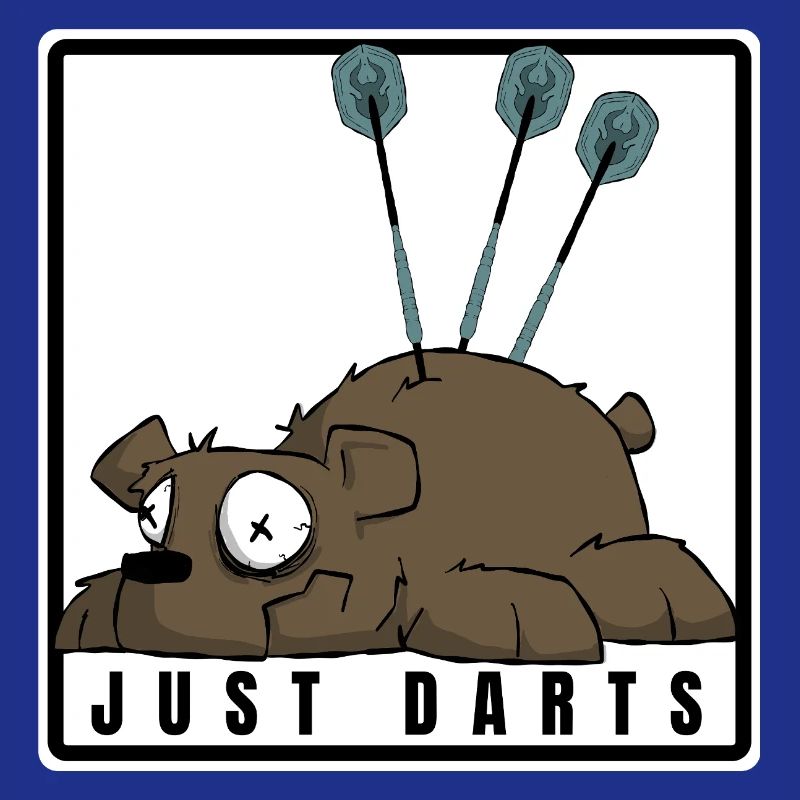 Funny darts comic motif. JUST DARTS