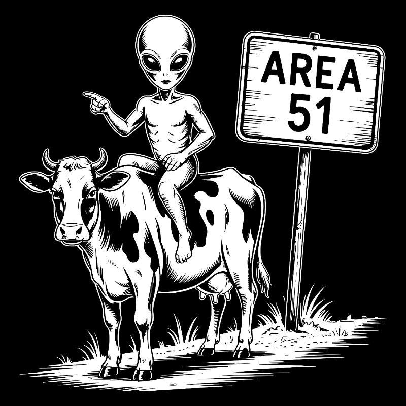 Drôle de zone 51 extraterrestre OVNI Vache à cheval