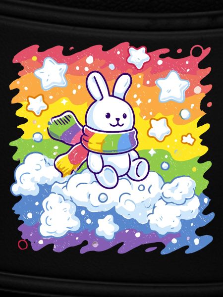 Rainbow bunny on cloud