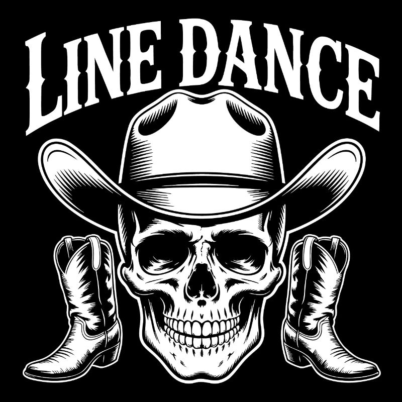 Line Dance Schädel mit Cowboyhut