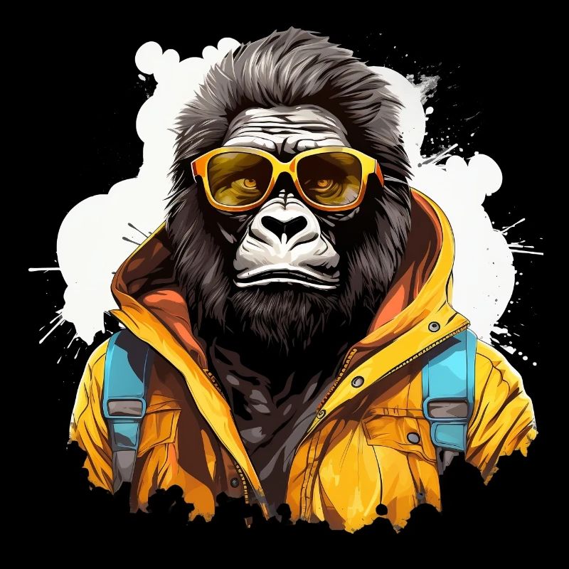 König des Großstadtdschungels. Gorilla im Graffiti-Stil.
