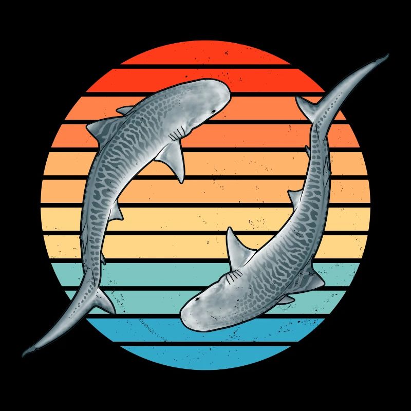 Tiger Shark Retro Sunset