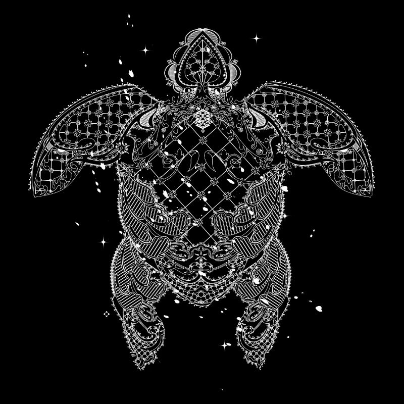 Une tortue d'eau faite de dentelle précieuse