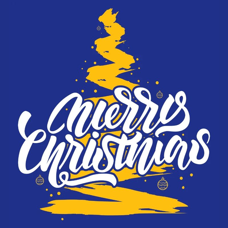 Merry Christmas Script on Gold Tree