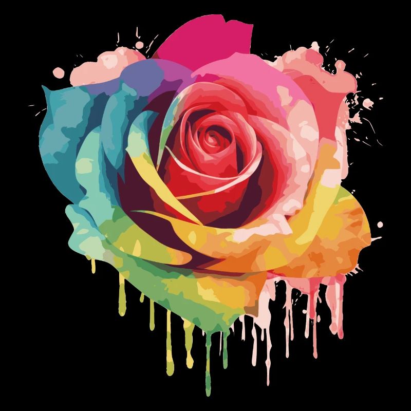 Rainbow Watercolor Rose