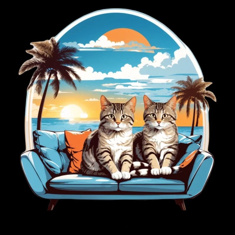 Chats au bord de la mer