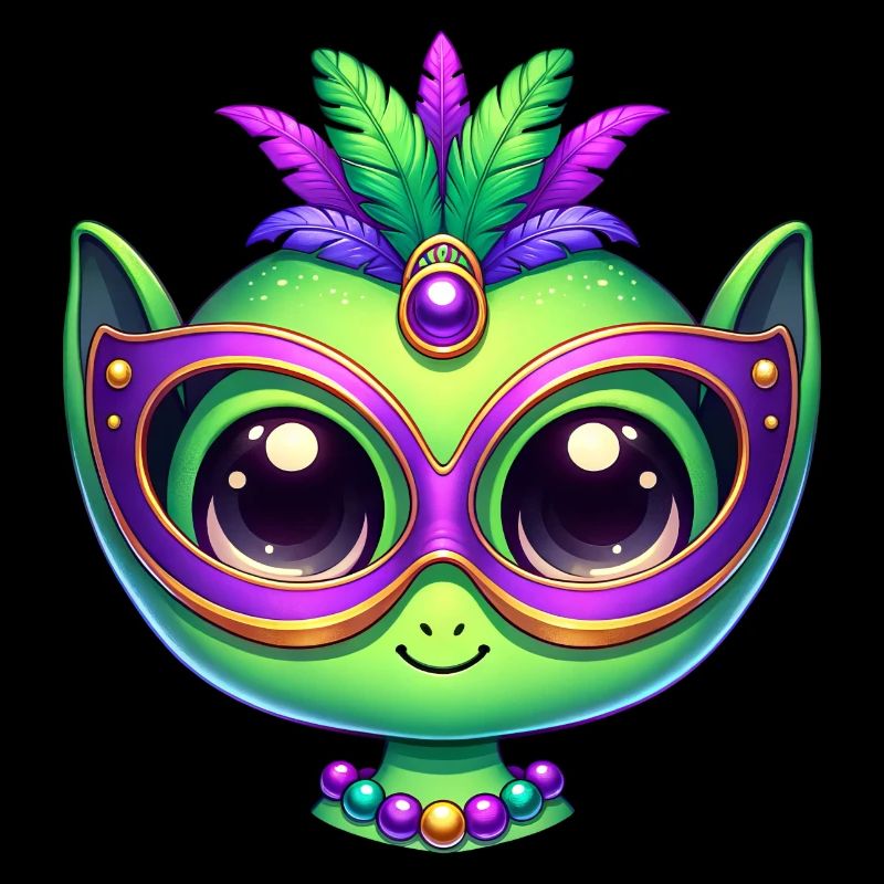 Mardi Gras Alien Head Comic Mask