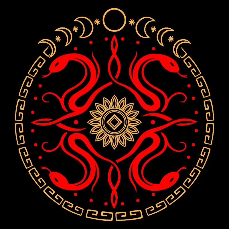 Roue serpentine avec phases de lune