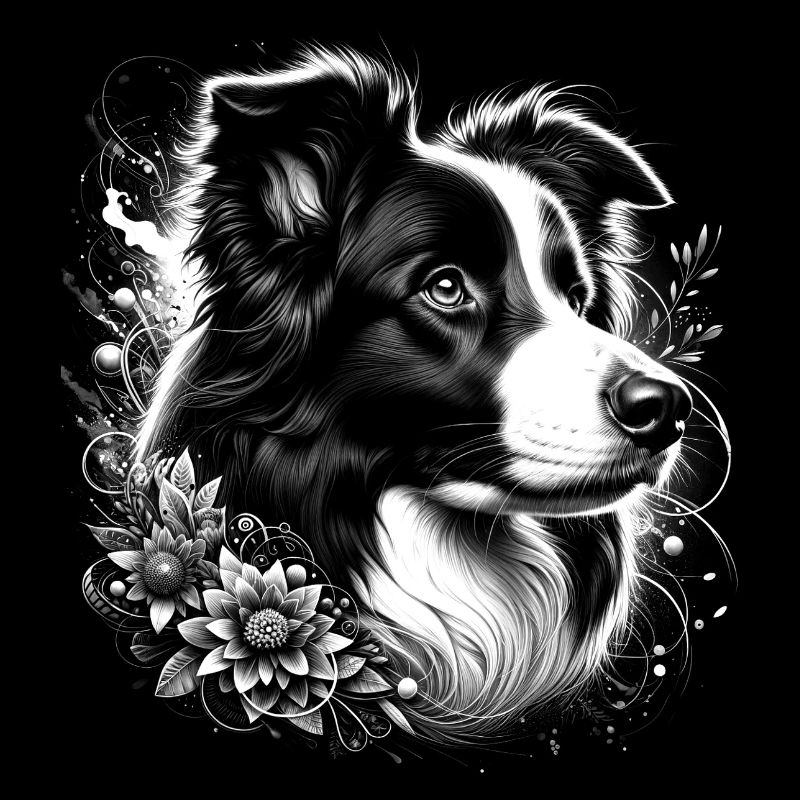 Border Collie mignon avec décoration de fleurs cool