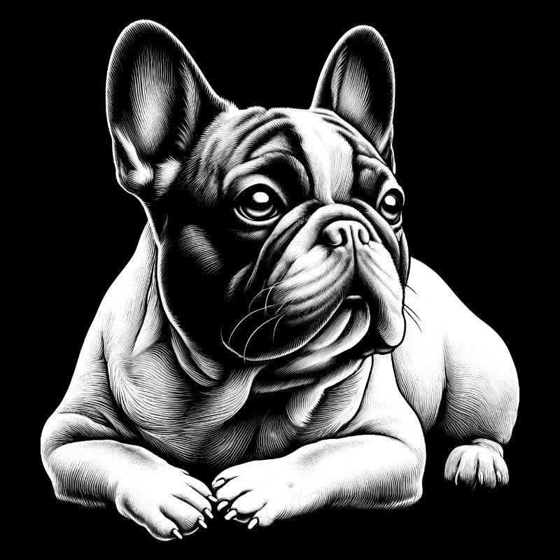 Mignon bouledogue français en position couchée