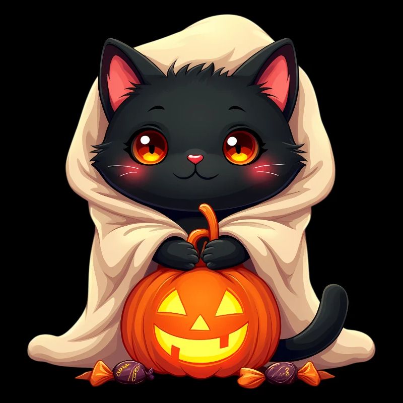 Chat d’Halloween avec citrouille d’Halloween