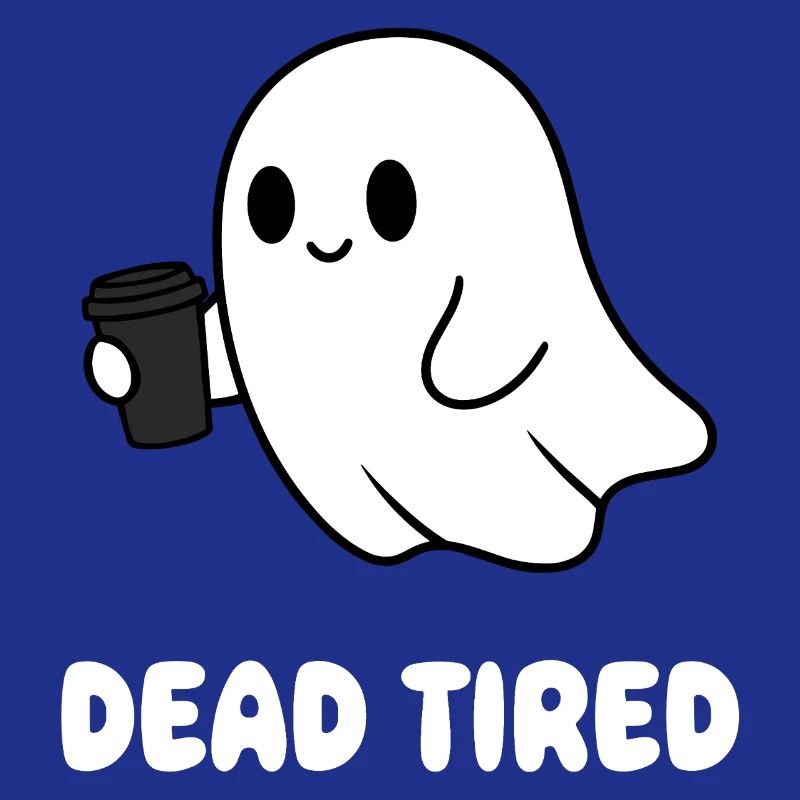 Coffee Ghost Tired Ghost with Mug