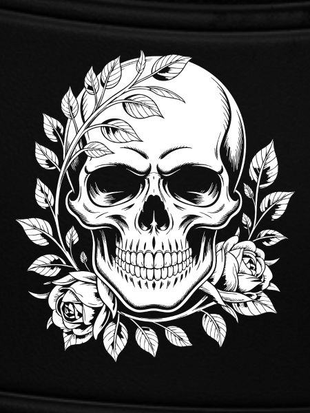 Schädel mit Blumenkranz