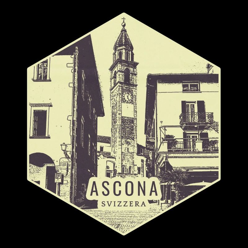 Ascona City Scene Vintage Stamp