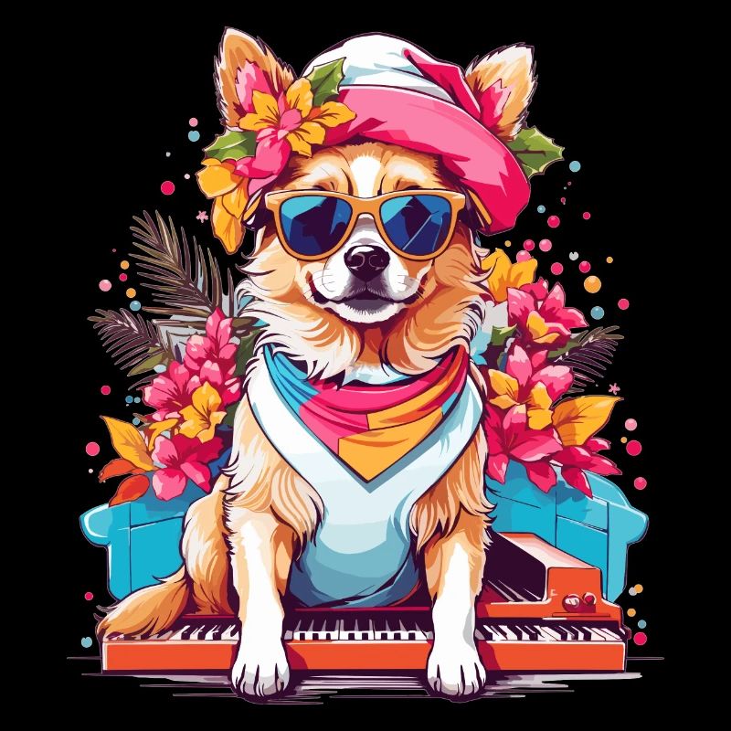 Chien avec piano