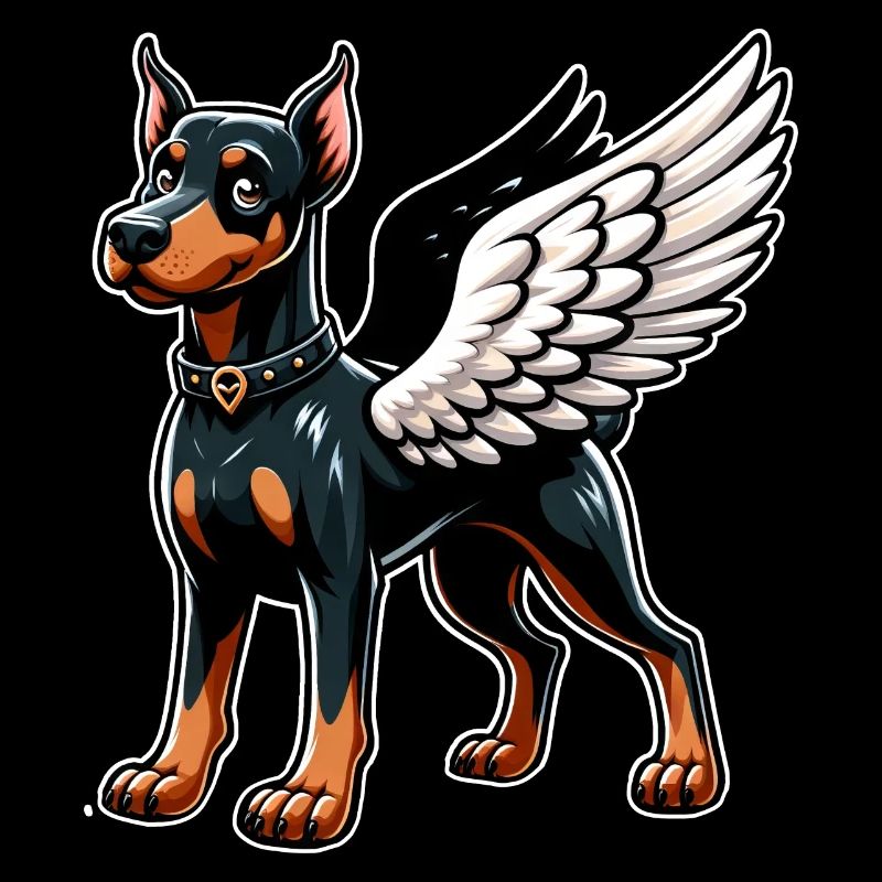 Dobermann mit Engelsflügeln - Ein himmlisches