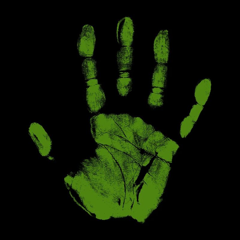 Empreinte de main peinte identité doigts et vert palmier