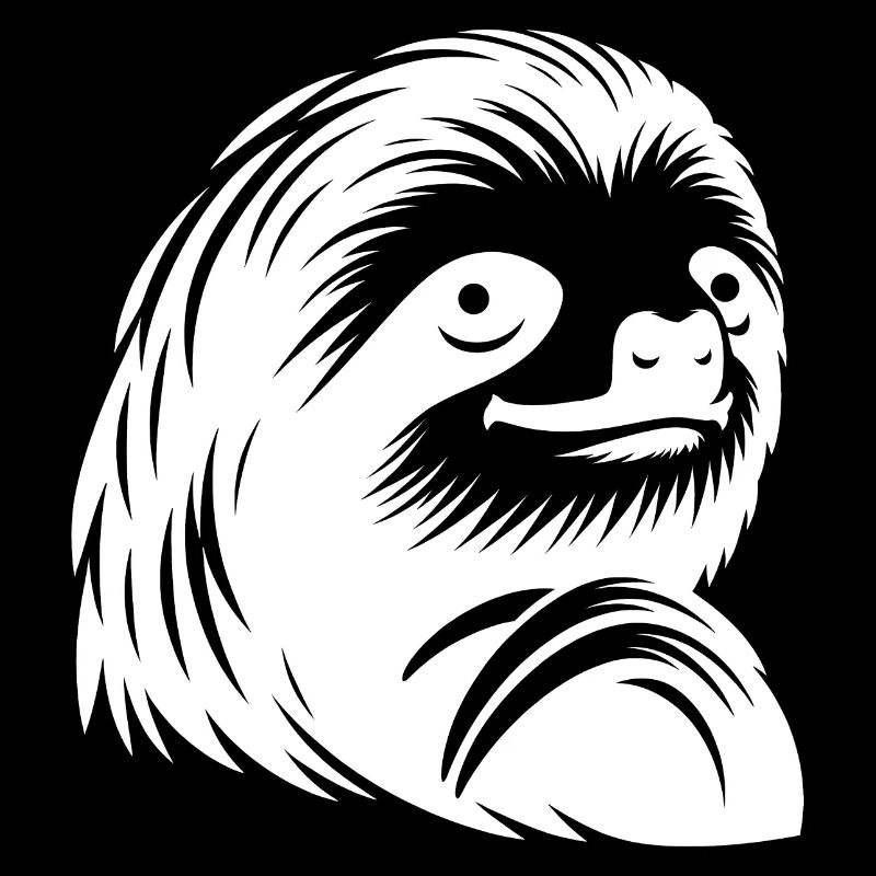 Reverent Sloth Face Portrait Silhouette