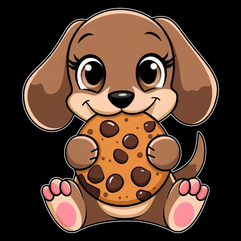teckel mignon chien biscuit dessin animé grignotage bonbons