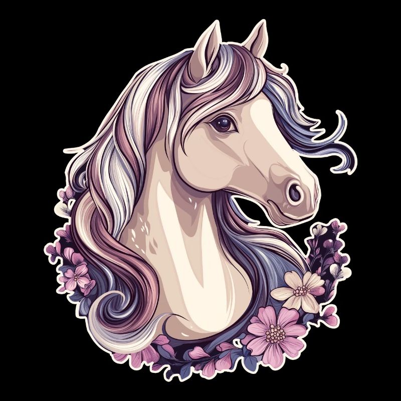 Cheval Cheval Motif Fleurs