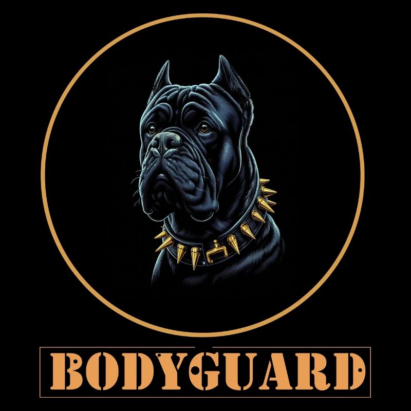 Bullmastiff Chien avec Collier à Pointes - noir