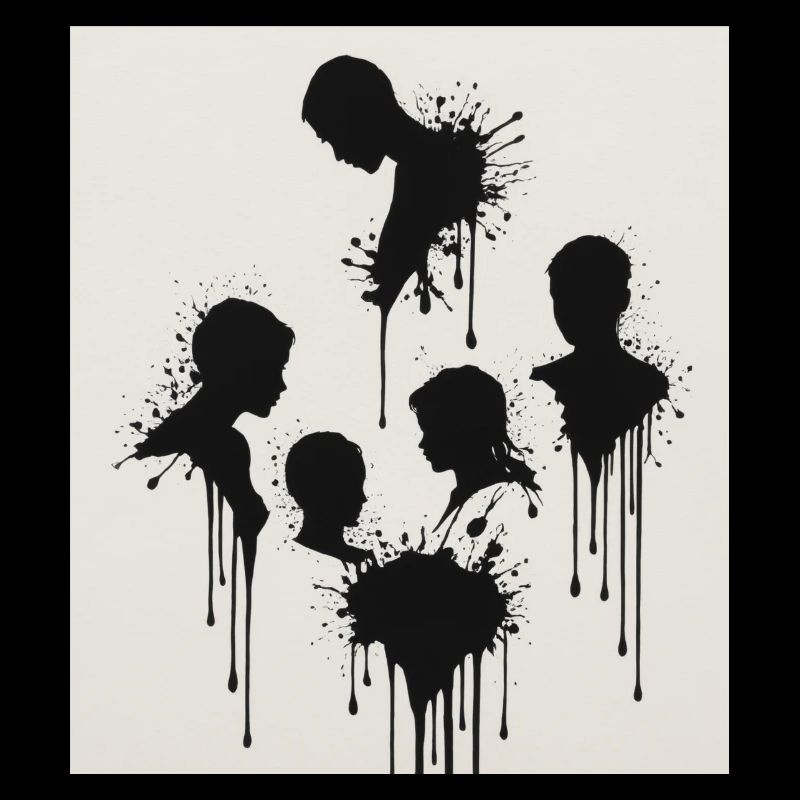 Schwarze Silhouetten mit Farbspritzer-Effekt