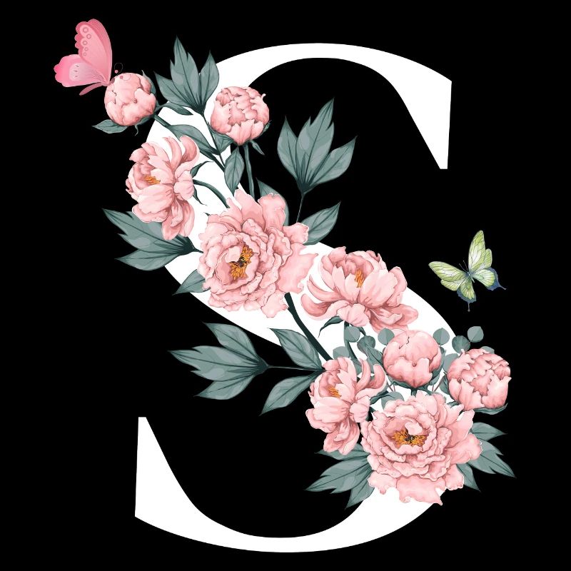 Lettre s fleurs rose