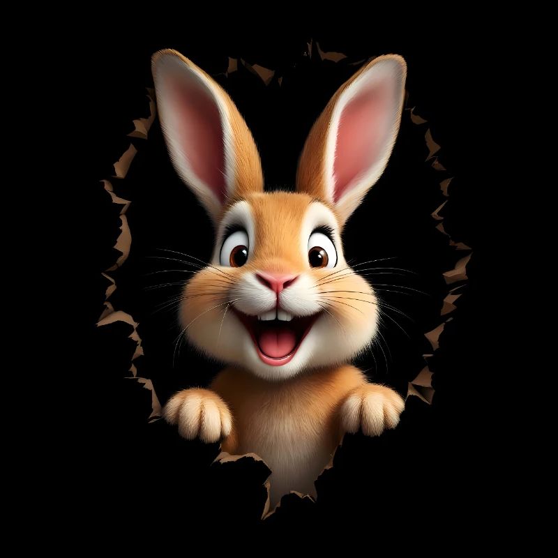 Cute bunny peeks through hole - Easter bunny