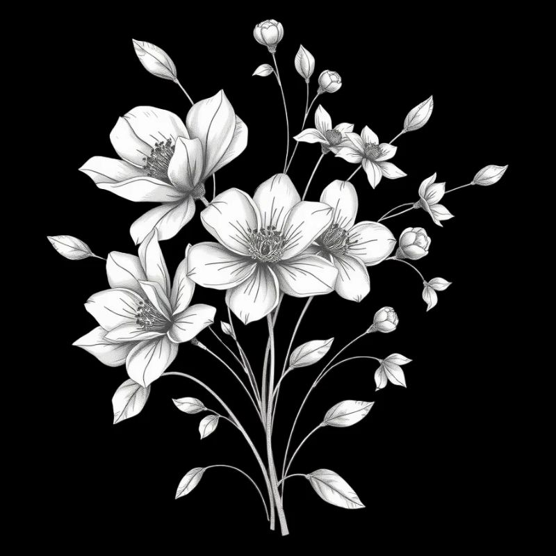 Elegante Blumen – Handgezeichnete Kunst