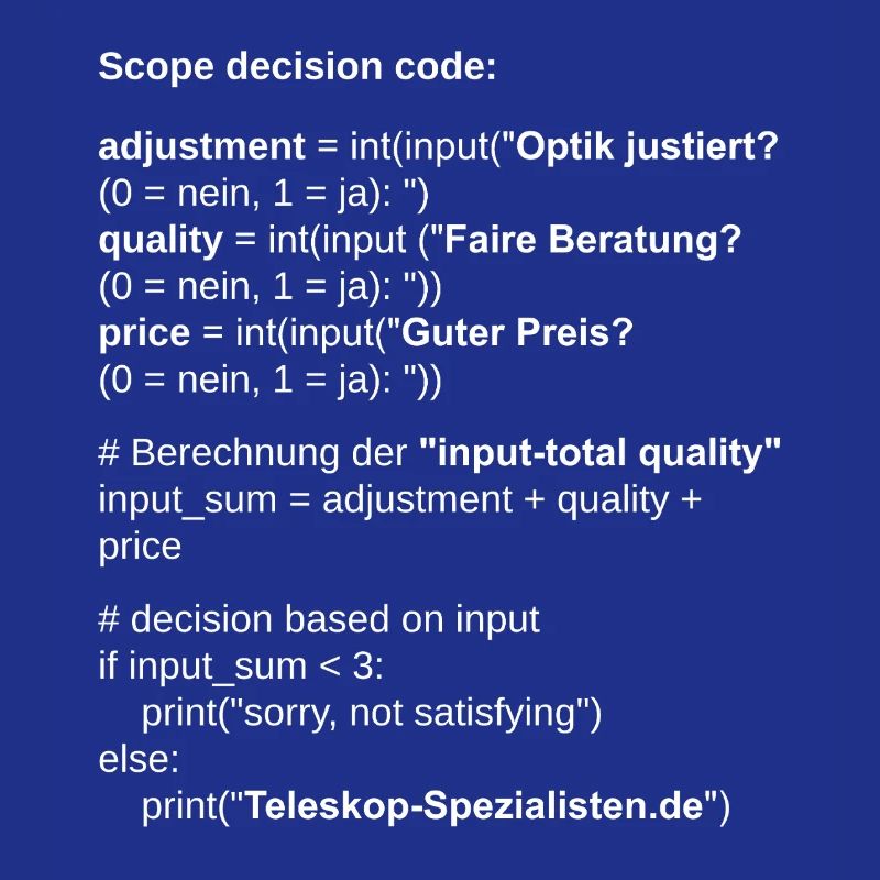 Télescope de code de décision de portée d’astronomie