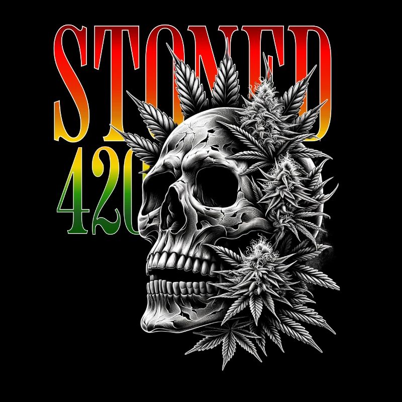 Stoned 420 Skull – Weed & Skull