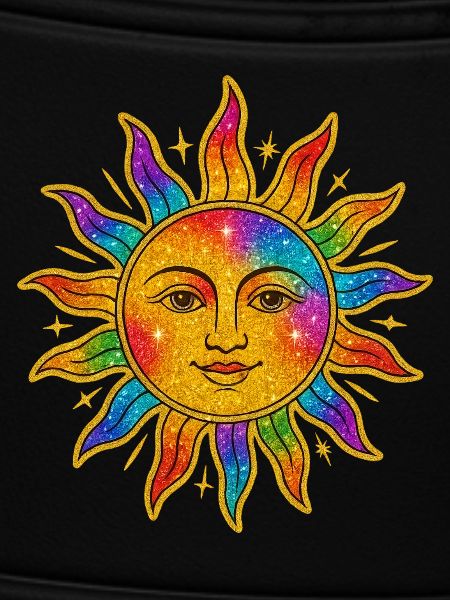 Sonne im Regenbogen-Glitzer