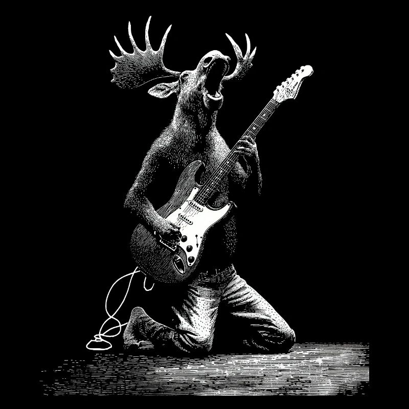 Rockender Elch mit E-Gitarre Geschenk Musikfans